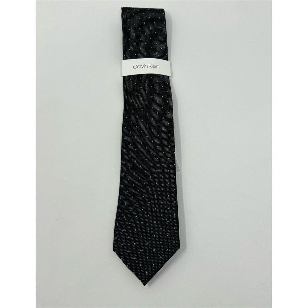 Calvin Klein Men's Black Polka Dot Slim Silk Skinny Necktie Tie
